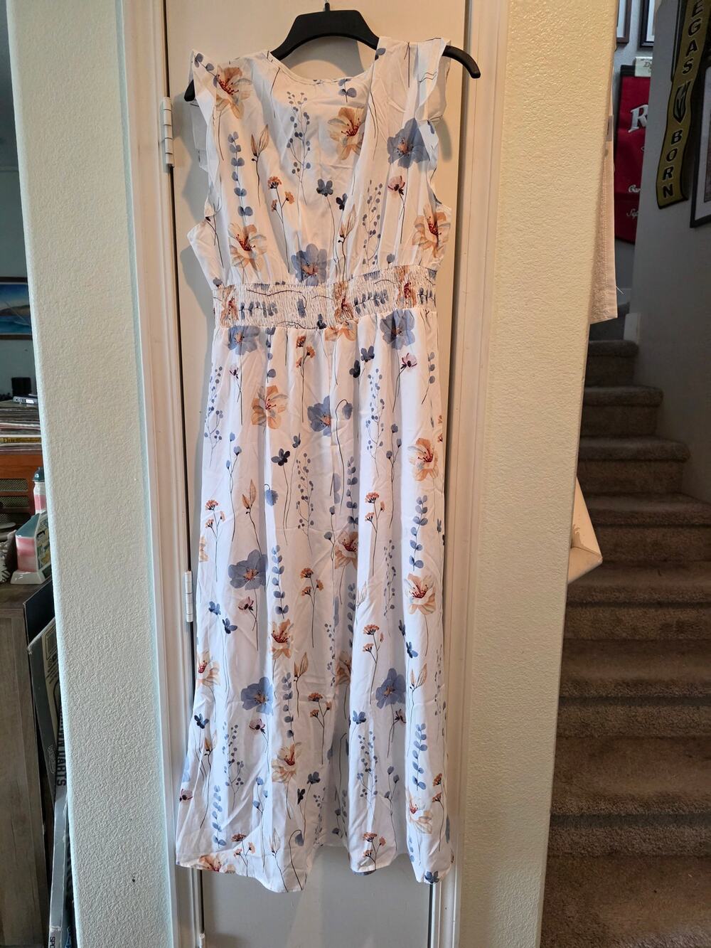 white floral print maxi dress SIZE XL
